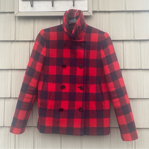 J Crew Buffalo Plaid wool coat, size 2 - Picture 3 of 8
